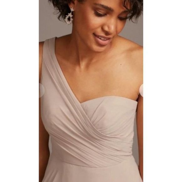 Celebrate DB Studio Size 10 Maxi Nude One Shoulder Bridesmaid Dress NWT 6334 - Picture 3 of 16